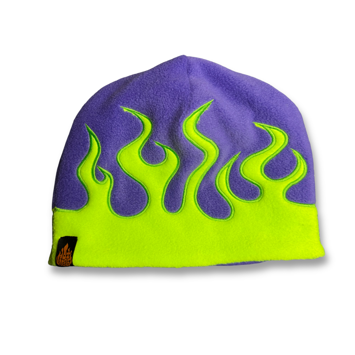 Purple Neon Green Flame Beanie