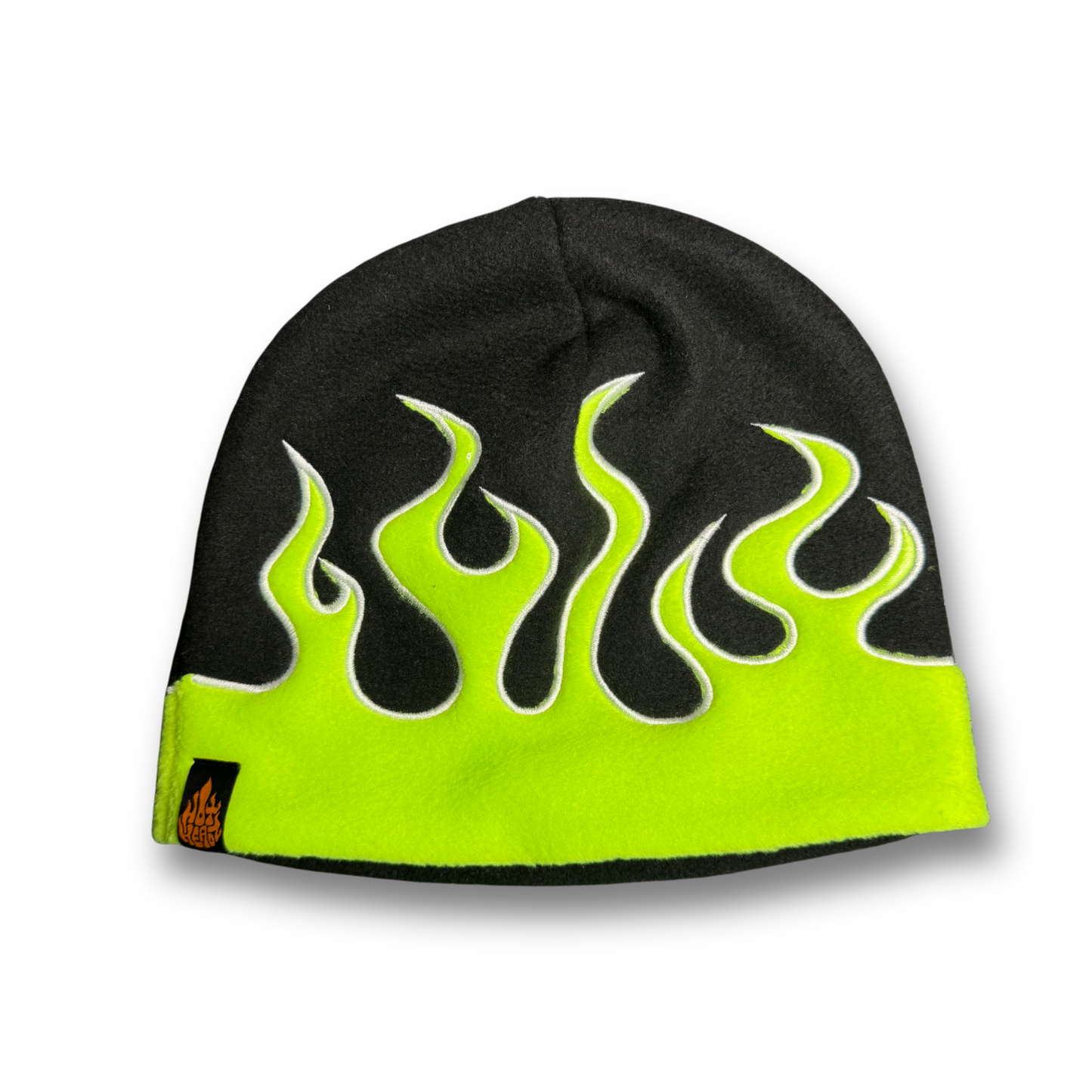 Black Neon Green Flame Beanie