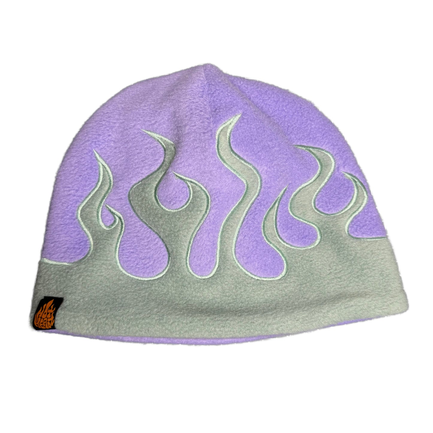 Purple Green Flame Embroidery Skull Cap Beanie