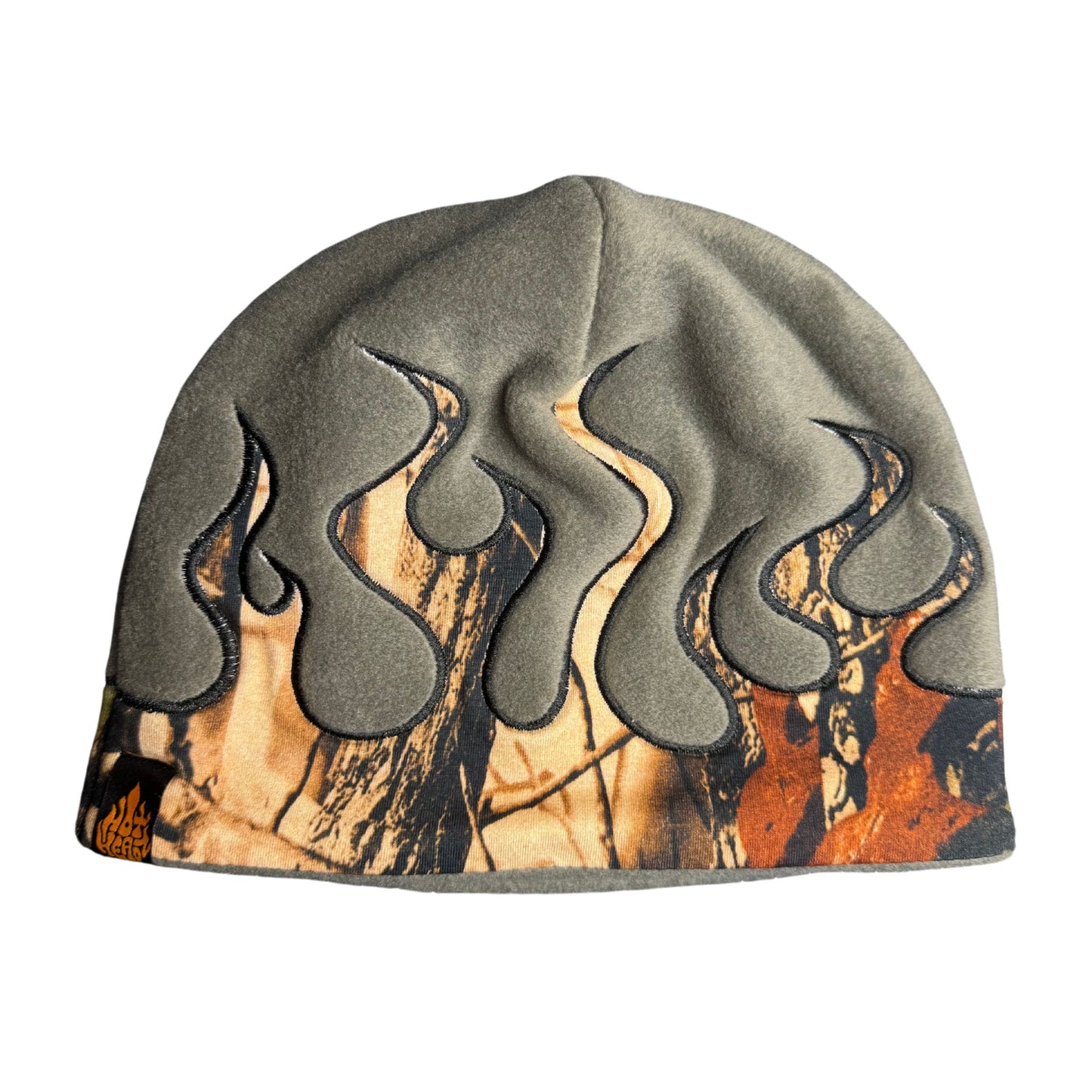 Real Tree Flame Embroidery Skull Cap Beanie