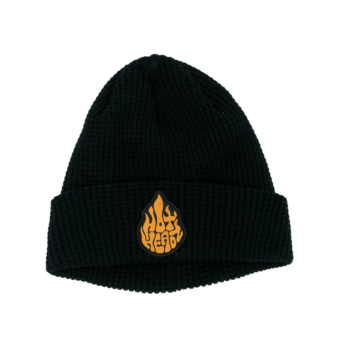 Waffle Knit Beanie with Patch Logo