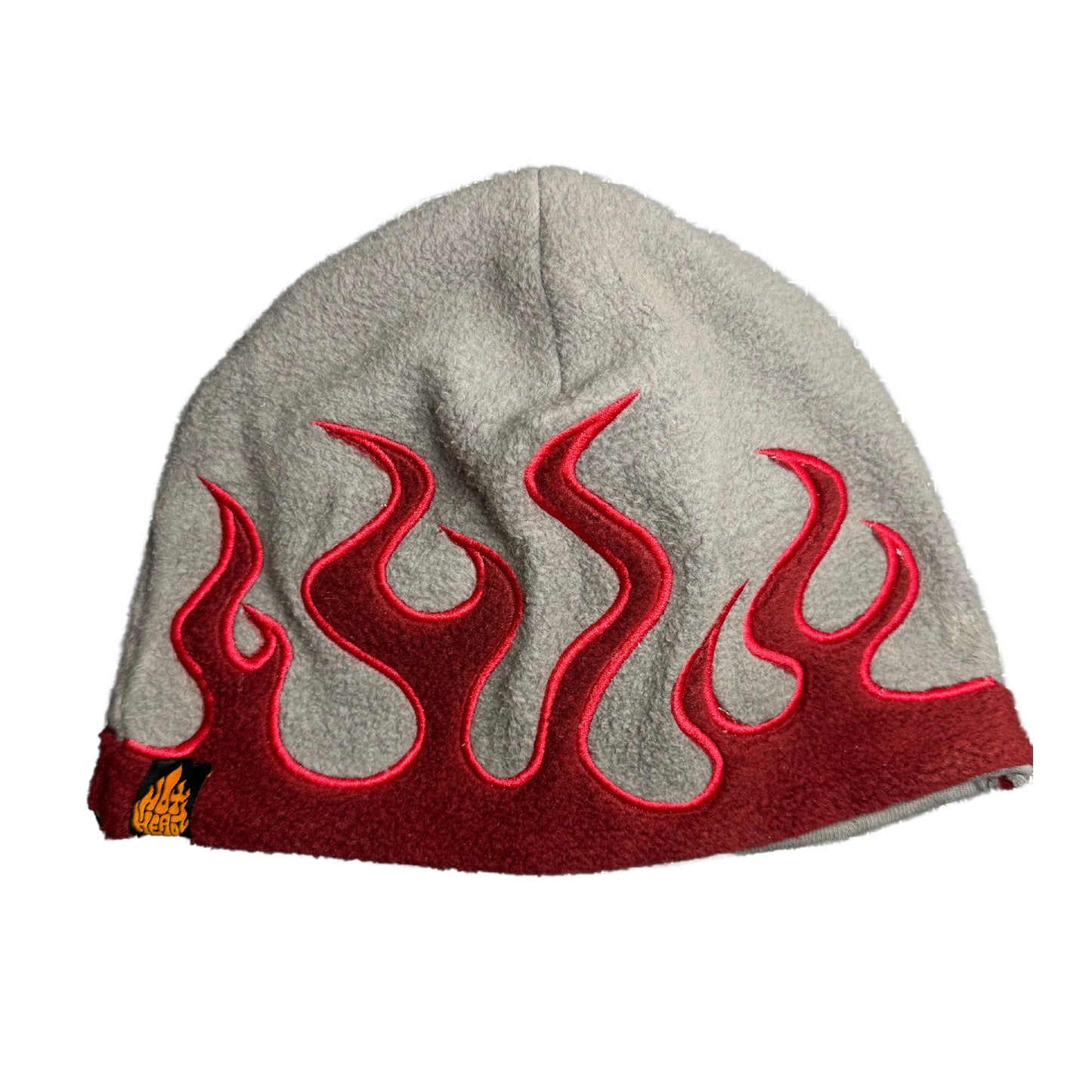 Red Grey Flame Embroidery Skull Cap Beanie