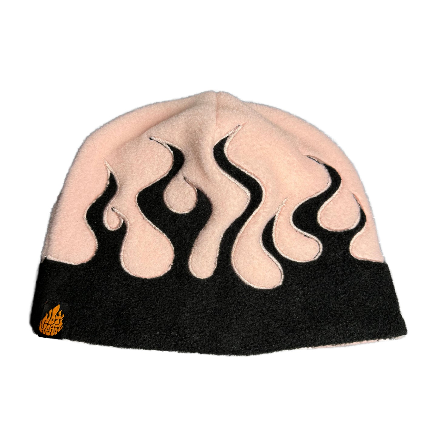 Black Pink Flam Embroidery Skull Cap Beanie